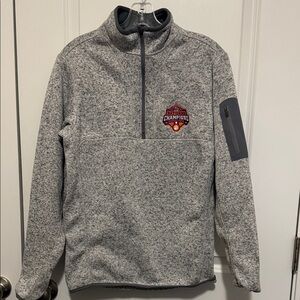 Gray Quarter-Zip Pullover with Patch